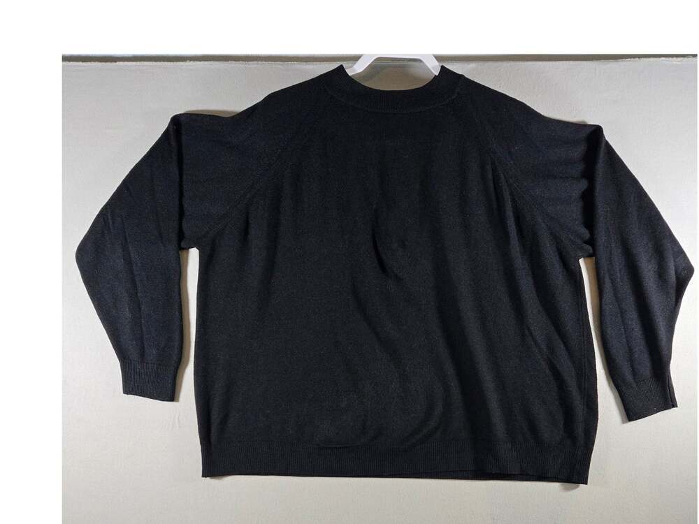 Womens Black 3XL 1/4 Zip Pullover Sweater Long Sleeve Mock Neck